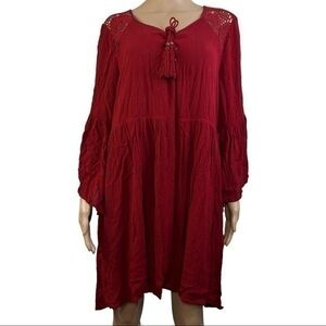 Clover + Scout Women Top Blouse Red Lace Sz 1X